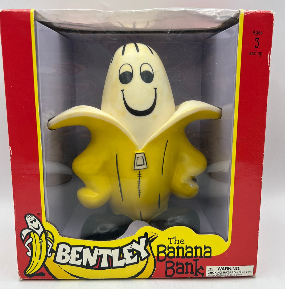 Bentley The Banana Bank Funline 1999 Vintage Banana Club Toy Coin Bank Red Boxed